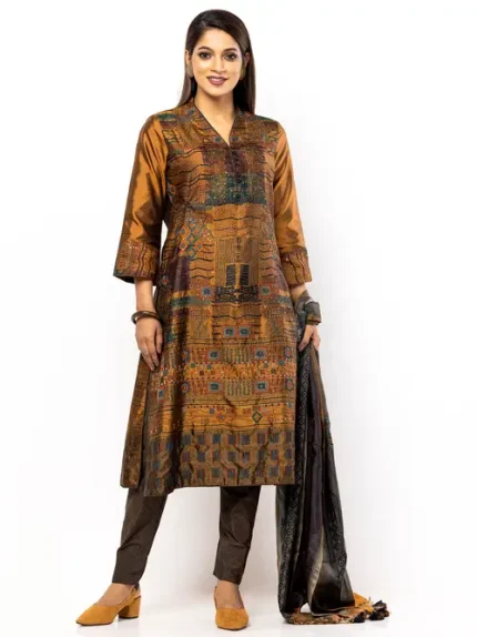 Pearl Copper Embroidered Silk Shalwar Kameez