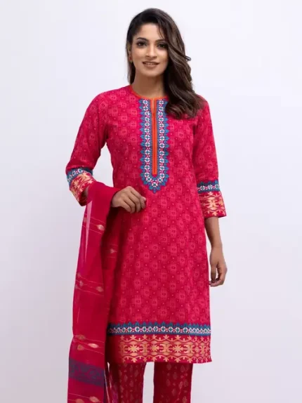 Magenta Printed and Embroidered Maximalism Design Shalwar Kameez