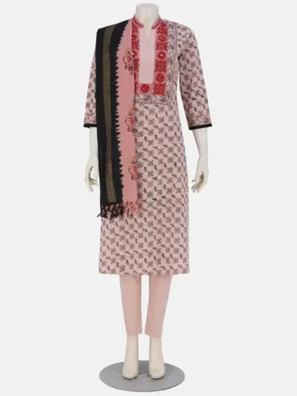 Black Printed and Embroidered Silk Shalwar Kameez